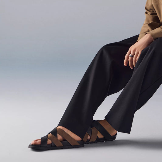 Sandales Kazimir Noir/Étoupe