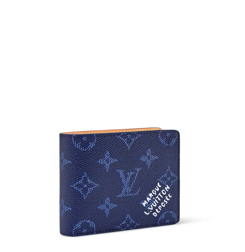 Portefeuille LV Slender Signature Bleu