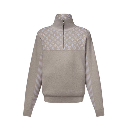 Pull en Laine Côtelée à Col Zippé