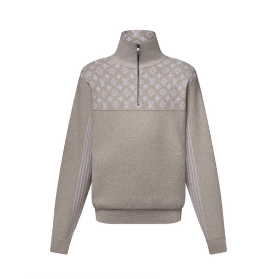 Pull en Laine Côtelée à Col Zippé