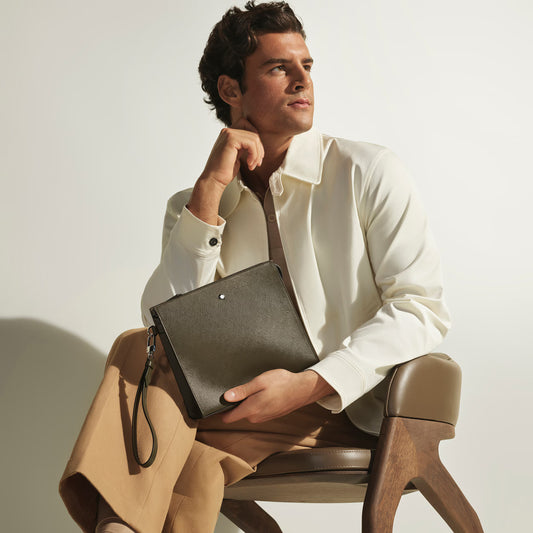 Pochette en Cuir Sartorial - Kaki