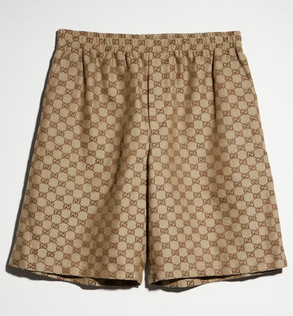 Short GG Supreme en Lin - Camel/Marron