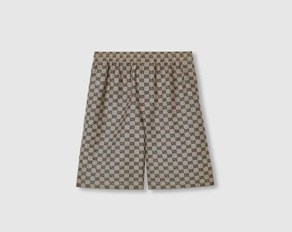 Short GG Supreme en Lin Beige/Bleu