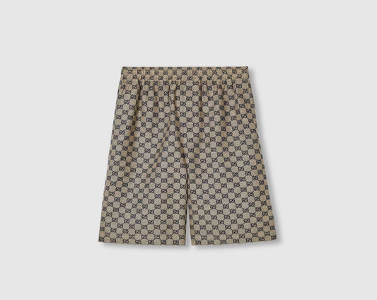 Short GG Supreme en Lin Beige/Bleu
