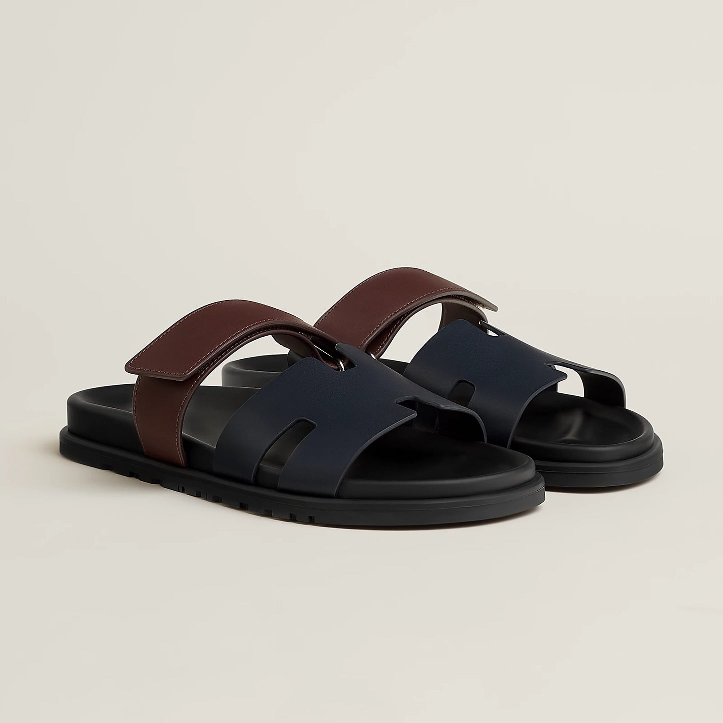 Sandales Chypre Bleu Marine/Marron Palissandre