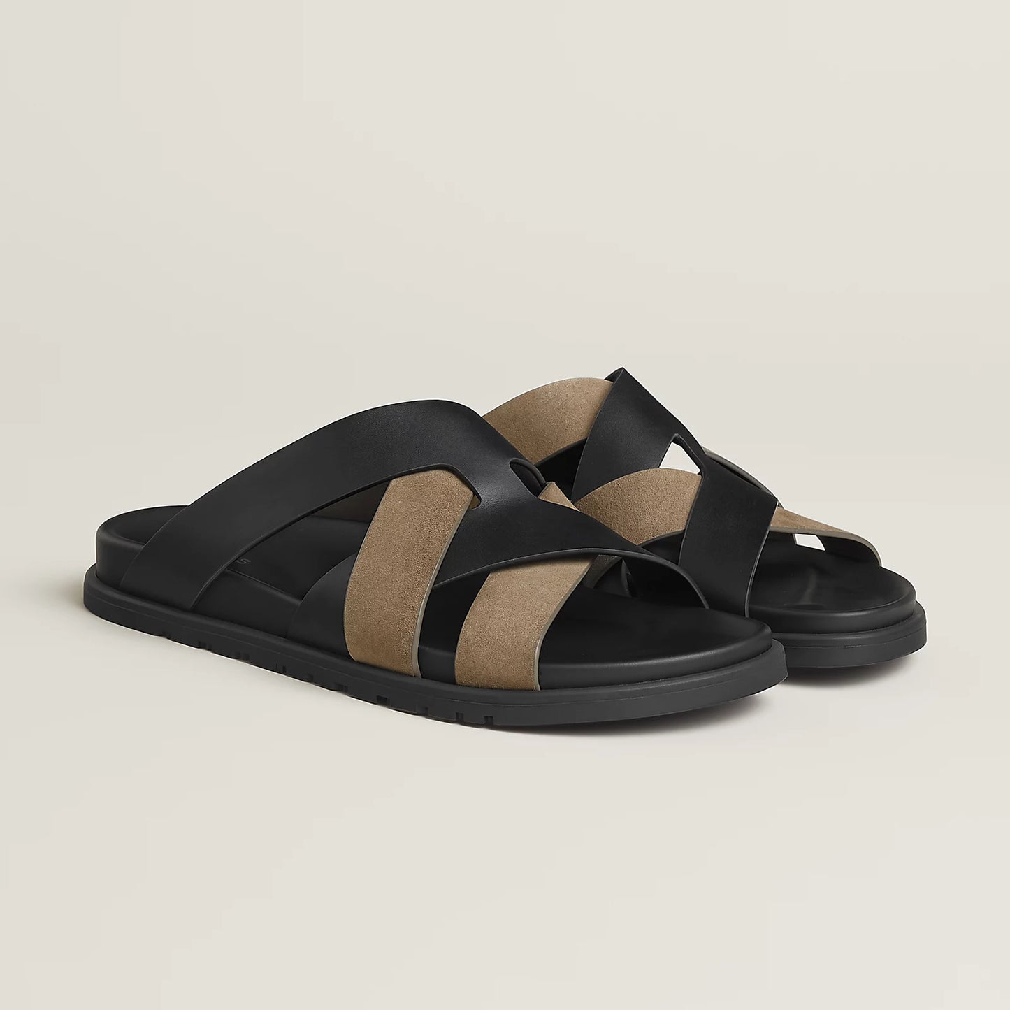 Sandales Kazimir Noir/Étoupe