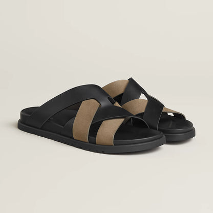 Sandales Kazimir Noir/Étoupe