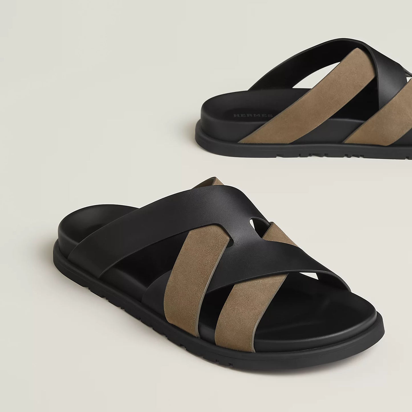 Sandales Kazimir Noir/Étoupe