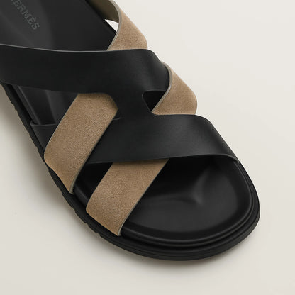 Sandales Kazimir Noir/Étoupe