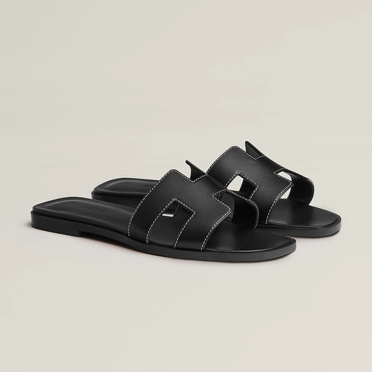 Claquettes Oran - Noir/Liseré Blanc