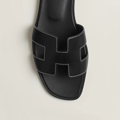 Claquettes Oran - Noir/Liseré Blanc
