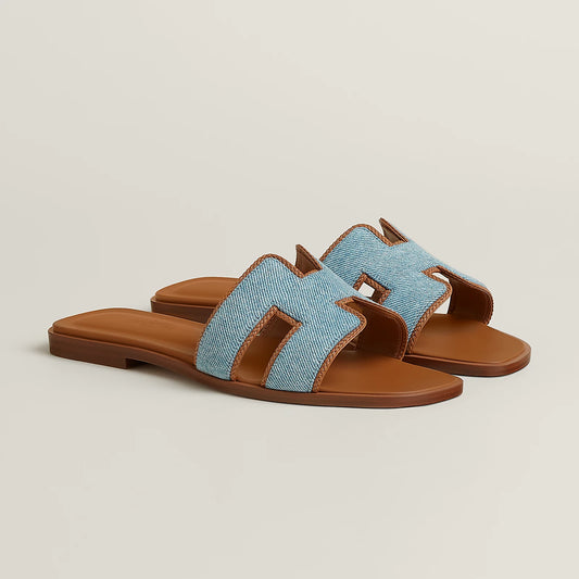 Claquettes Oran - Bleu Jean Liseré