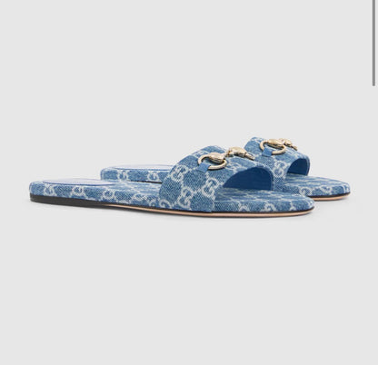 Sandales Mules Monogram Bleu Gucci