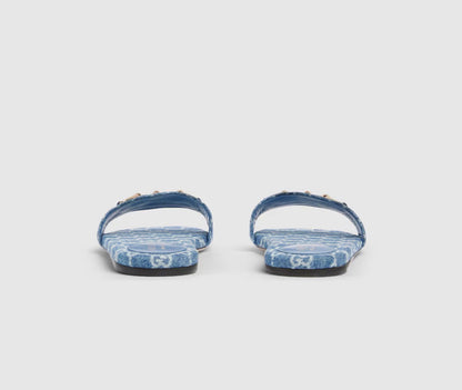 Sandales Mules Monogram Bleu Gucci