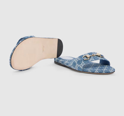 Sandales Mules Monogram Bleu Gucci